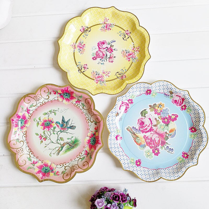 Bountiful Blossoms Decorative Paper Plates Set 6Pcs 11.8-inch