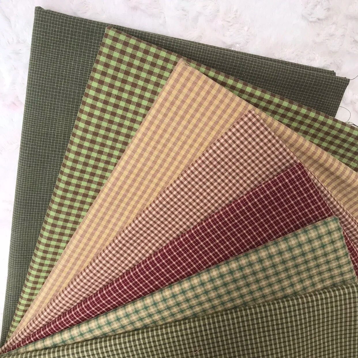 Primitive Ginghams Yarn-Dyed Dark-toned Vintage Check Fabric Plaid Fabrics