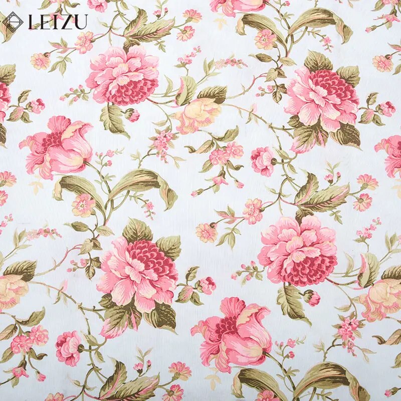 Vintage Rosie Roses Old-Time Florals Pattern Polyester Linen-Like Fabric