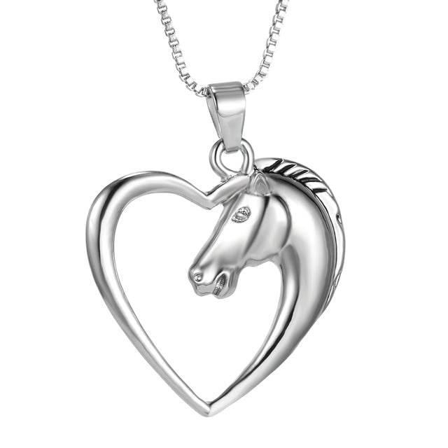 Horse-head Heart Pendant Necklace