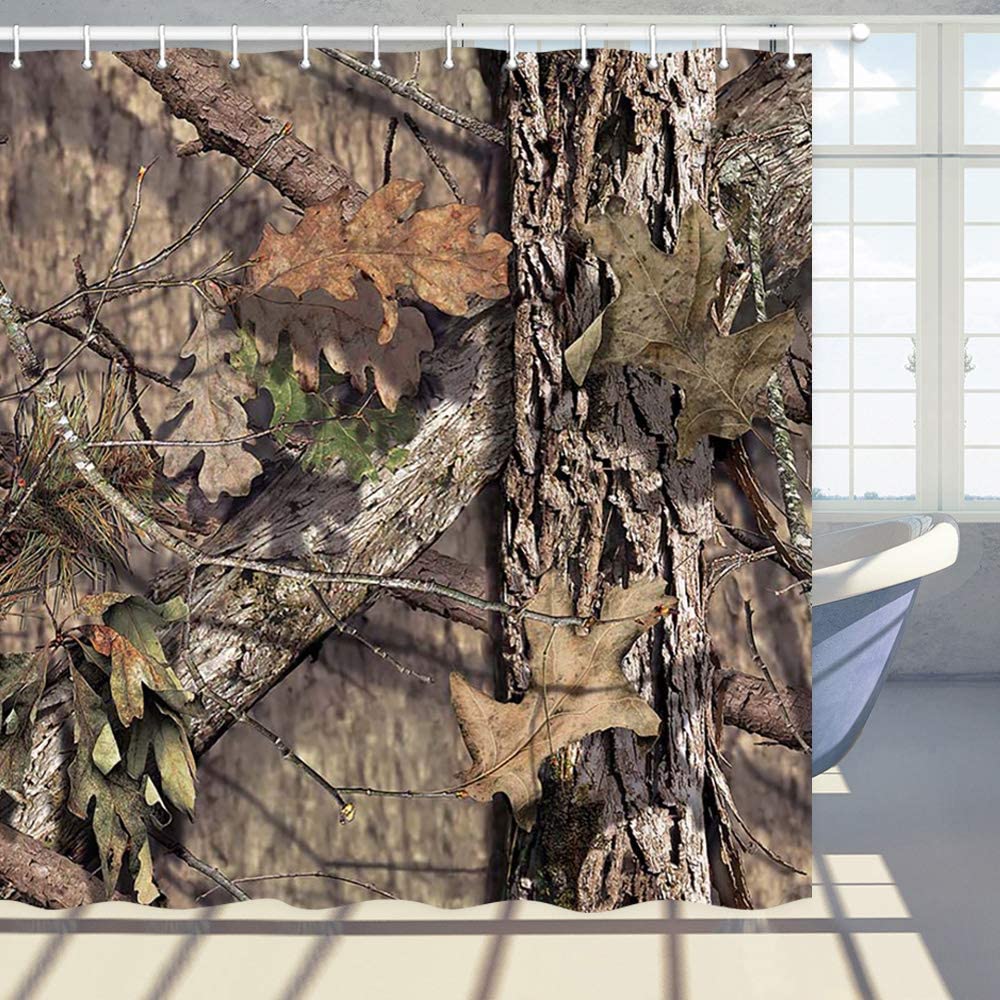 Country Camo Rustic Style, Farmhouse Chic Shower Curtain with Hooks