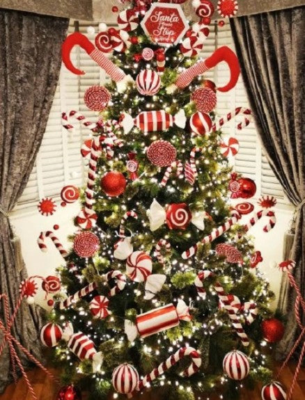 Big Candy Ornament 12 " (32 cm), Red with White Swirl