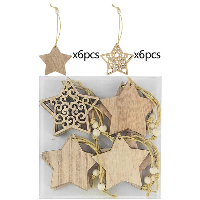 Plain Wooden Ornaments, Set of 12