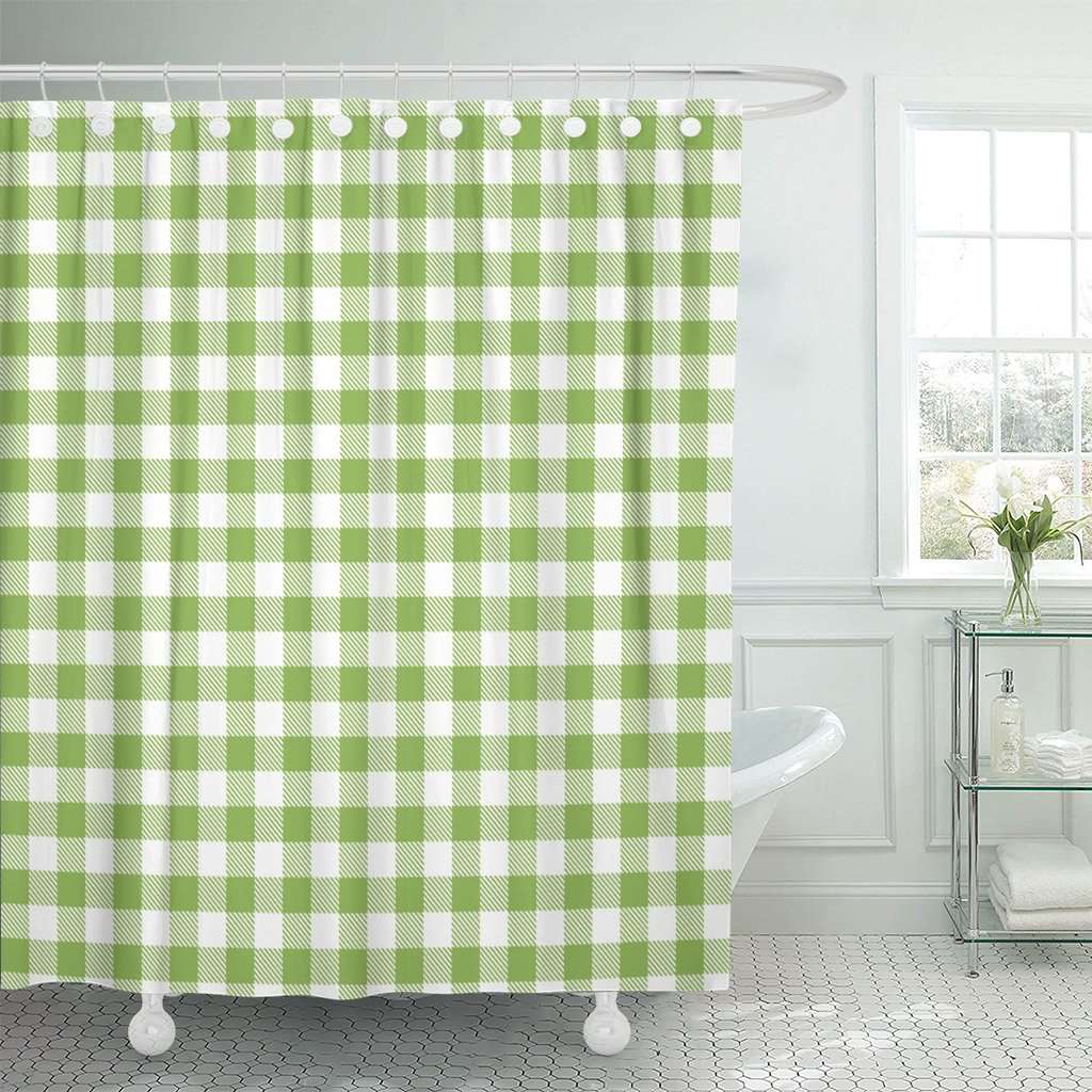 Lime Gingham Shower Curtain
