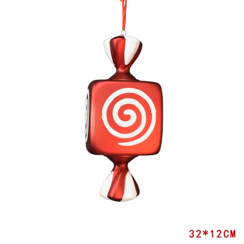 Big Candy Ornament 12 " (32 cm), Red with White Swirl